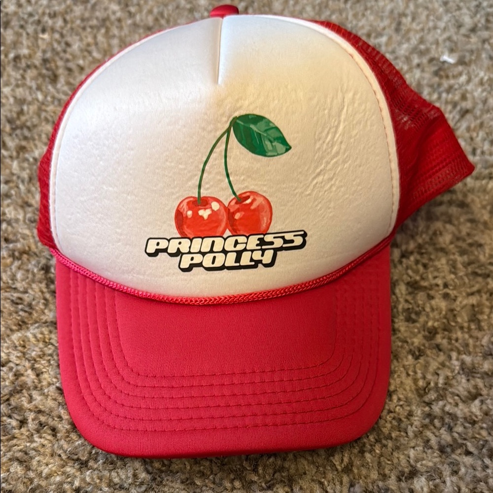 Cherry Design Red and White Trucker Hat